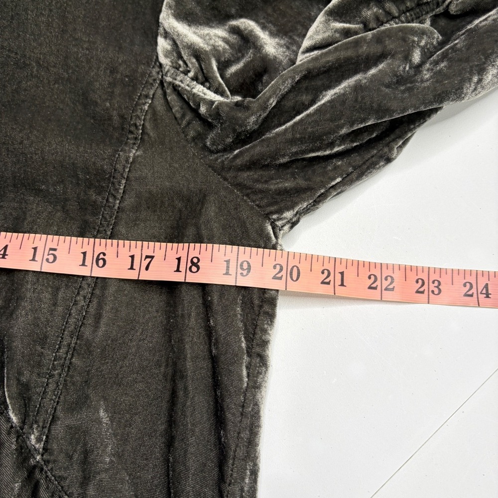 Free People Jacket Womens XS Green Ruched Velvet Bomber Full Zip Velour Varsity - Picture 11 of 13